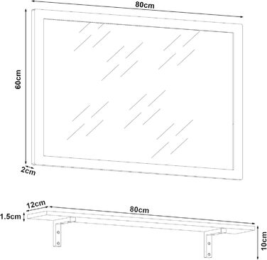 Дзеркало для ванної кімнати з полицею [en.casa] Boksereys, 80 x 60 см, бамбуковий каркас, набір