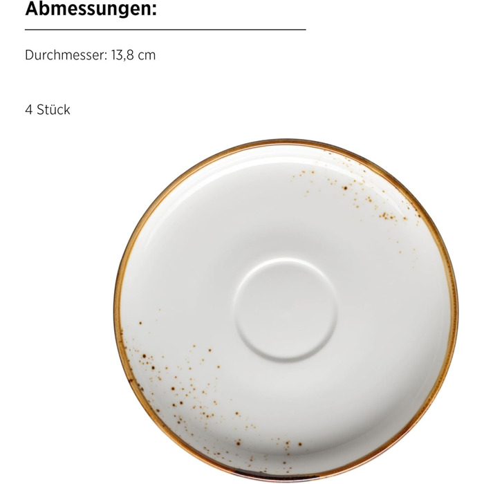 Набір кавових чашок MÄSER Serie Pintar, 8 предметів, порцеляна, вінтажний стиль, колір: коричневий