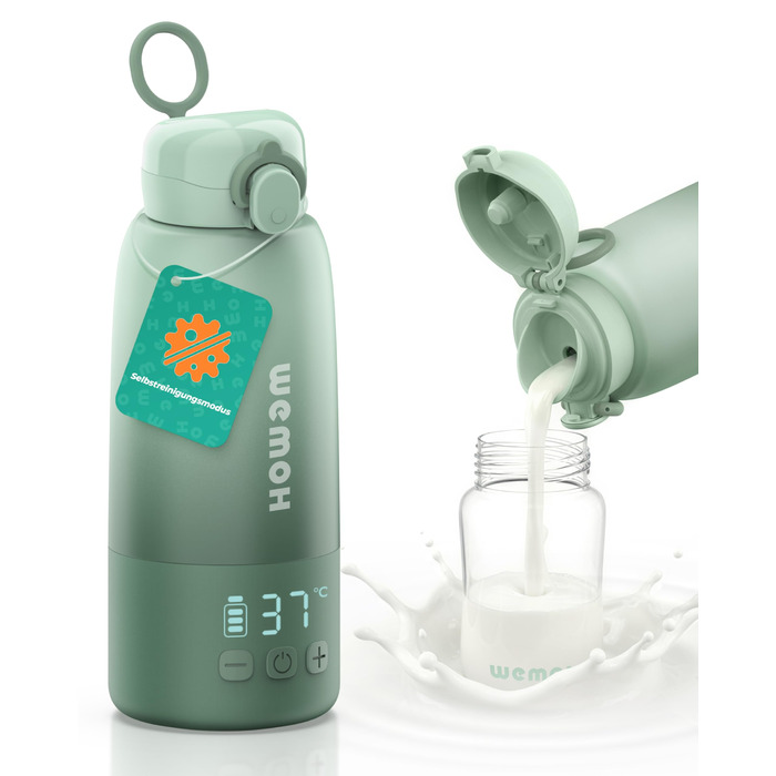 Портативний підігрівач для пляшечок Wemoh з самоочищенням, точним контролем температури, 450 мл та швидким нагрівом 100W для дитячого харчування та води