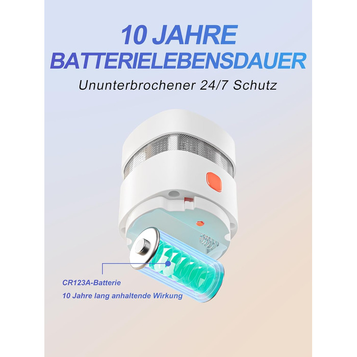 Датчик диму Heiman Mini з фотоелектричним сенсором, сертифікат Red Dot Design Award, 10 років роботи від батареї, EN14604, TÜV, CE, UKCA, DBI, 8 дБ, комплект (3)