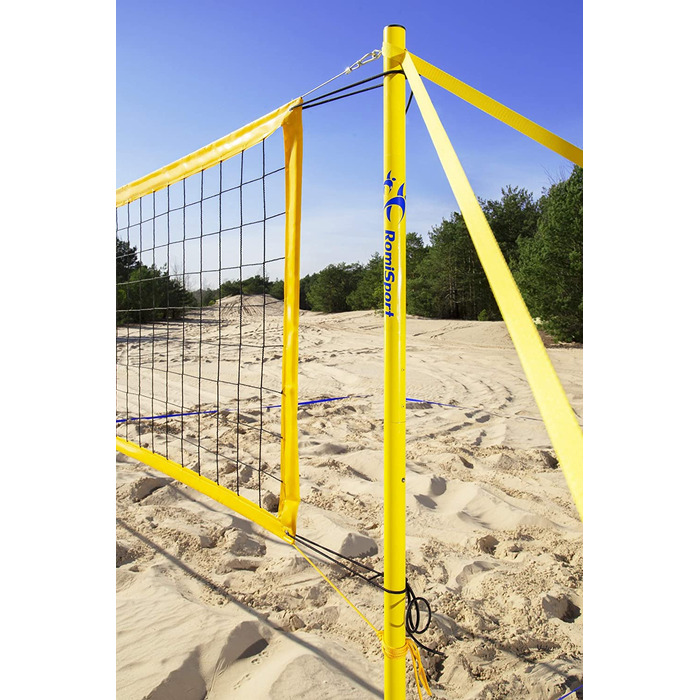 Повна сітка для пляжного волейболу RomiSport стовп розмітка поля, 8,5 м, 9,5 м, повна сітка для пляжного волейболу стовп розмітка поля Газон пісок 9,5 м (18x9 м)