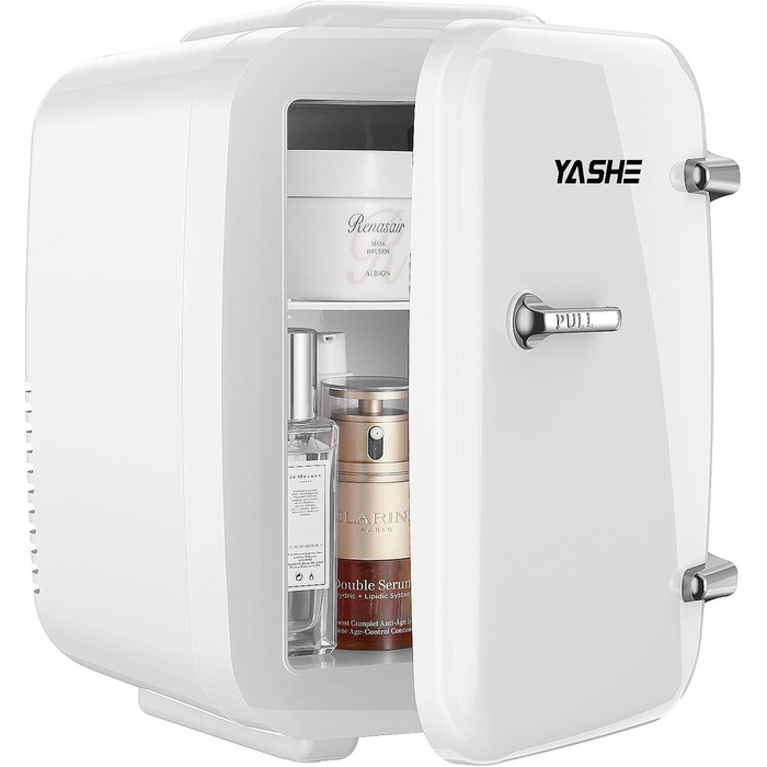 Міні-холодильник YASHE 4L: для косметики, напоїв, 220V/12V, з терморегулюванням, для спальні, офісу, авто (білий)
