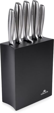 Набір кухонних ножів Gerlach Modern: 5 ножів у блоці з нержавіючої сталі. Кухонні ножі, блендер, ніж для хліба, ніж для овочів, кухонні аксесуари