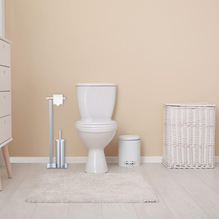 Туалетний набір Relaxdays, тримач для туалетного паперу, йоржик для унітазу з тримачем для йоржика, ВхШхГ 72x20x17 см, срібло