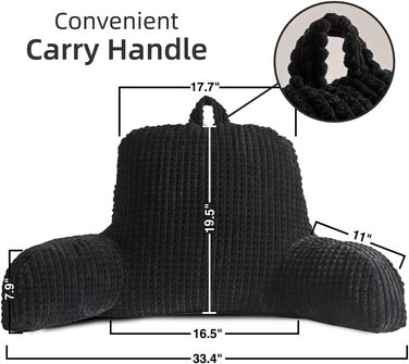 Крісло-мішок Holawakaka для дорослих з підлокітниками та спинкою, чорний, великий - для читання, відпочинку та роботи за ноутбуком