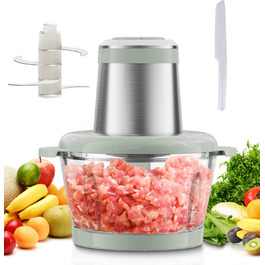 Електричний подрібнювач для кухні ESoundvol 400W з чашею 2л та 4 лезами з нержавіючої сталі - для м'яса, овочів, горіхів, дитячого харчування
