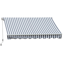 Тент Outsunny Folding Arm з ручною рукояткою 3,5x2,5 м сірий білий сонцезахисний захист з алюмінію та поліестеру для балкона патіо