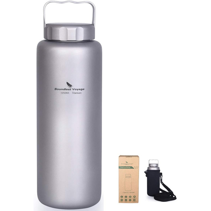 Фляга для води iBasingo 1050 мл, титанова, спортивна, для туризму та кемпінгу, з широким горлом, без витоку, Ti3005D/Ti3006d