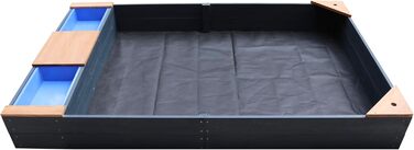 Дерев'яний пісочниця AXI Kelly з лавкою, куточком для сидіння та контейнерами, 180x115 см (Антрацит, Коричневий)