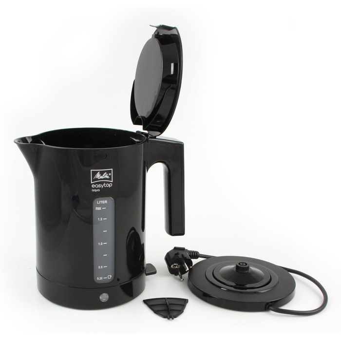 Електричний чайник Melitta Easy Top Aqua 1.7 л, 2.400 Вт, чорний/нержавіюча сталь