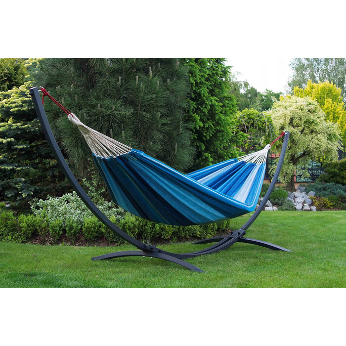 Двомісний гамак Potenza, тканинний, синій (без стійки), витримує до 220 кг