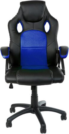 Ігровий крісло Panorama24 для геймерів та офісу, ергономічний, 9 кольорів, підйомний механізм, вантажопідйомність до 150 кг, сертифікат TÜV (Блакитний)