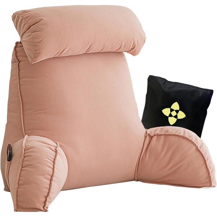 Підголівник для ліжка з ергономічною підтримкою спини, великий м'який крісло-подушка з підлокітниками та знімним підголівником, для читання, відпочинку, перегляду телевізора, 75x40x50 см