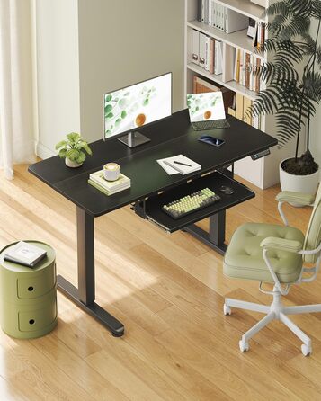 Електричний стіл OffiGo, 100x50 см, з підставкою для клавіатури, 3 режими пам'яті, для роботи та навчання, білий