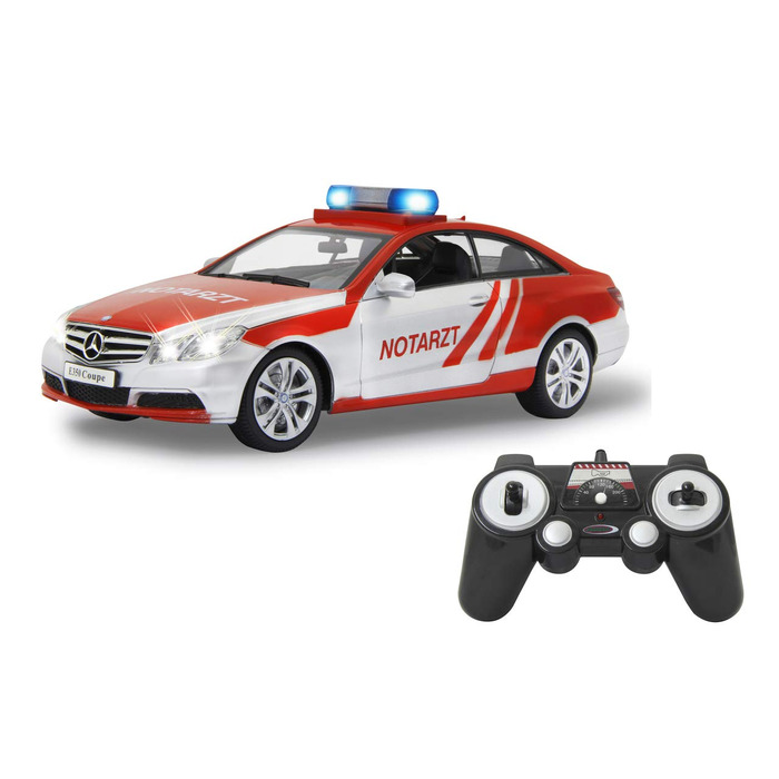 Модель Mercedes-Benz E350 Coupe 1:16 JAMARA 410023, 2.4GHz, срібно-червоний, зі звуковими та світловими ефектами (сирена, сигналізація, блимання)