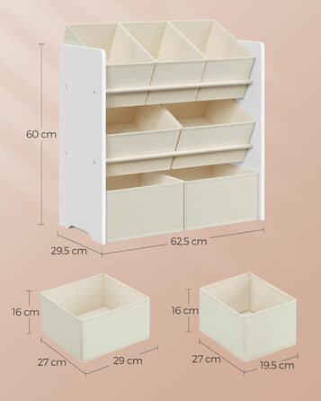 Дитяча полиця SONGMICS з 7 ящиками 29,5х62,5х60 см біла