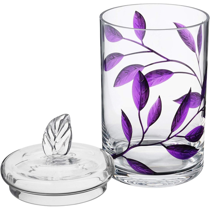 Декоративна скляна банка з кришкою - 29 см (фіолетова)