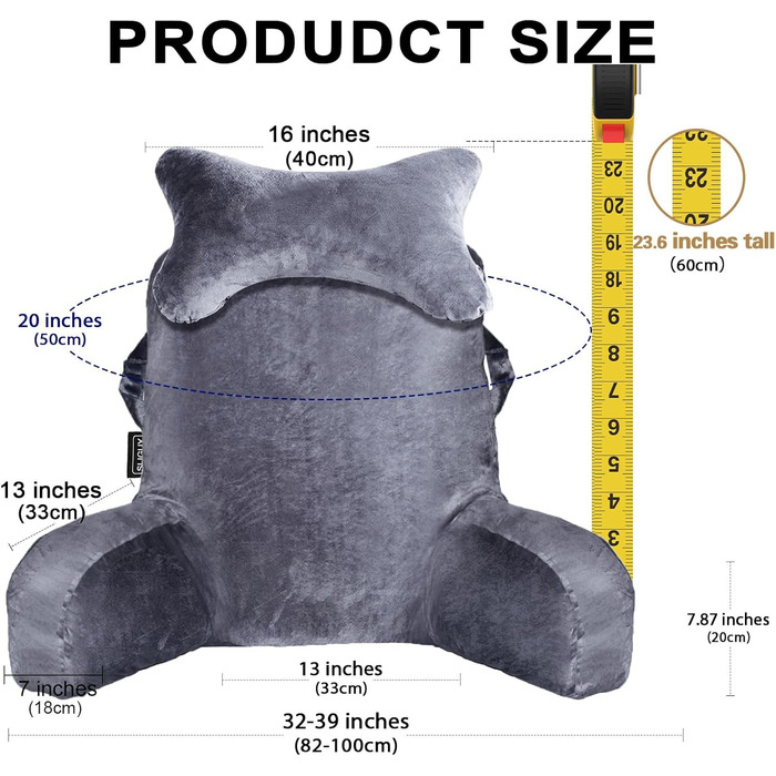 Підголівник для ліжка з кишенею, сірий - зручний диванчик для читання, перегляду телевізора та ігор