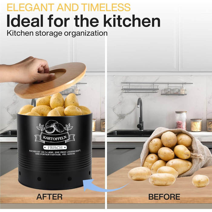 Набір для зберігання картоплі та цибулі: контейнер, ніж для картоплі, ніж для чищення, тканинна сумка