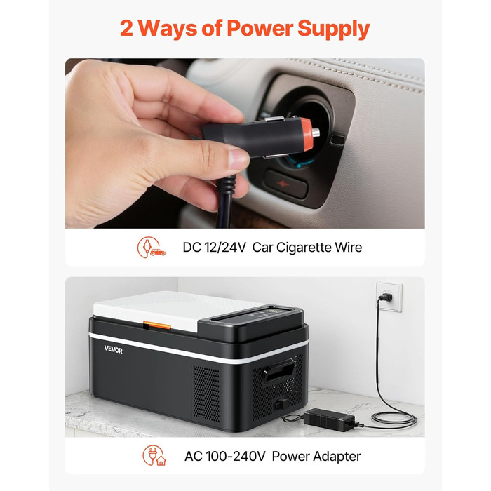 Автомобільний холодильник VEVOR 20л з Wi-Fi, 12/24В DC та 100-240В AC: портативний компресорний автохолодильник для кемпінгу, подорожей, риболовлі
