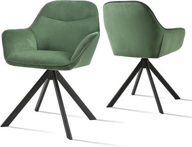 Набір обертових стільців для їдальні з підлокітниками (2 шт.), зелені