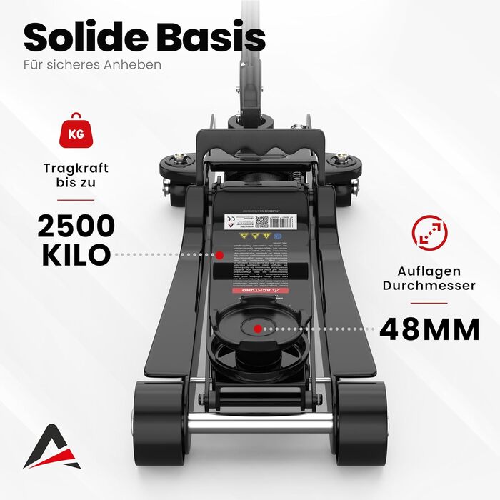 Гідравлічний домкрат Wagenheber 2.5T низькопрофільний з кейсом, 3 гумові накладки та адаптер для легкових авто та авто з заниженою підвіскою до 2500 кг, чорний