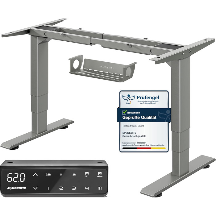 Електричний регульований стіл MAIDeSITe T2 Pro Plus сірий: 2 мотори, 4 пам'яті, нагадування про зміну положення