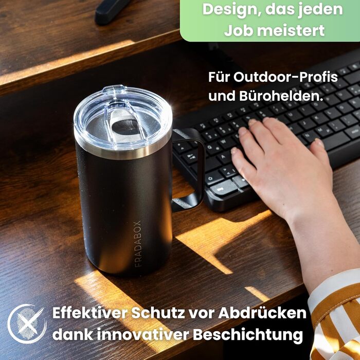 Термокружка 'Neri' 600 мл, нержавіюча сталь, з подвійними стінками, вакуумна ізоляція, для кави з собою, BPA-Free, миється в посудомийній машині, з кришкою-ковпачком (Чорний, Турквіз)