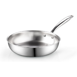 Набір каструль та сковорідок Cook N Home з нержавіючої сталі (7 предметів) з кришками з термостійкого скла, індукційний, придатний для миття в посудомийній машині, сріблястий (сковорода 25 см)