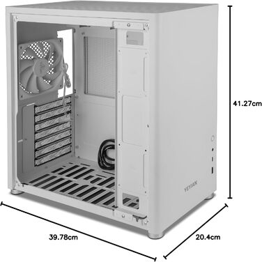 YEYIAN Hussar Plus повнорозмірний корпус для ПК ATX/Micro ATX/Mini ITX із загартованим склом, прозора бокова панель, 1 вентилятор 120 мм