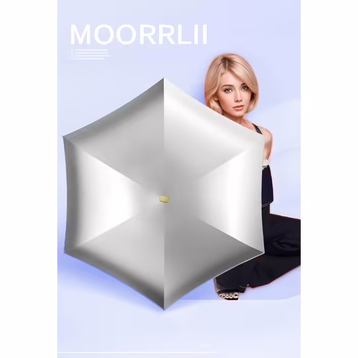 Moorrlii міні-парасоля для жіночої сумки, компактна, з чохлом, сріблясто-зелена, з UV-захистом, легка дорожня парасоля для жінок та дівчат