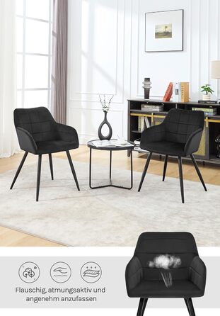 Крісла для їдальні WOLTU - 8 шт., з м'яким сидінням з велюру, металеві ніжки, для кухні, вітальні