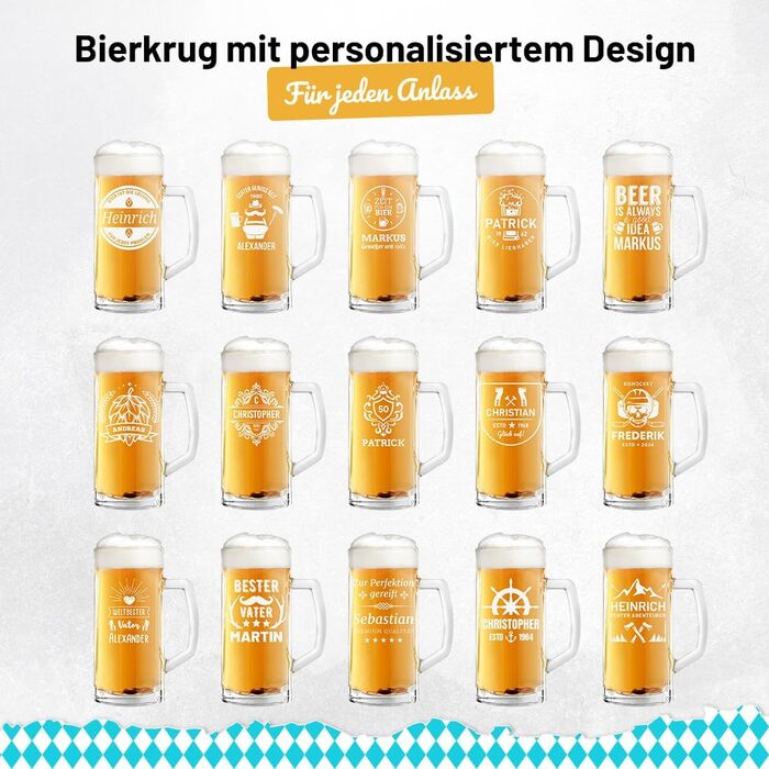Пивний кухоль 0.5л з персональним гравіюванням - подарунок чоловікові на День народження, День батька, ювілей. Напис на замовлення. Для Pils, Craft Beer