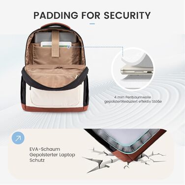 LOVEVOOK Рюкзак для жінок, водонепроникний шкільний рюкзак для підлітків, легка сумка-мішок з відділенням для ноутбука (17,3 дюйми), для вчителів, школи, університету, офісу, роботи (бежевий+коричневий+чорний)