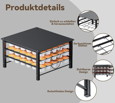 Тримач для капсул Dolce Gusto, металева висувна шухляда на 5 ярусів (90 капсул)