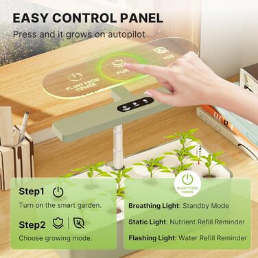 SUNCOZE Гідропонна система вирощування, набір для вирощування трав в приміщенні з LED-лампою, Smart Garden на 12 капсул, 4L резервуар для води, регульована висота, тиха інтелектуальна помпа, для дому, кухні (зелений)