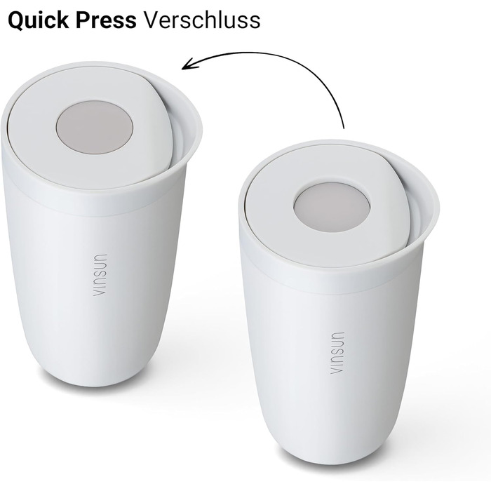 Термокружка VINSUN 350 мл з нержавіючої сталі, подвійні стінки, Quick Press, для кави та інших напоїв