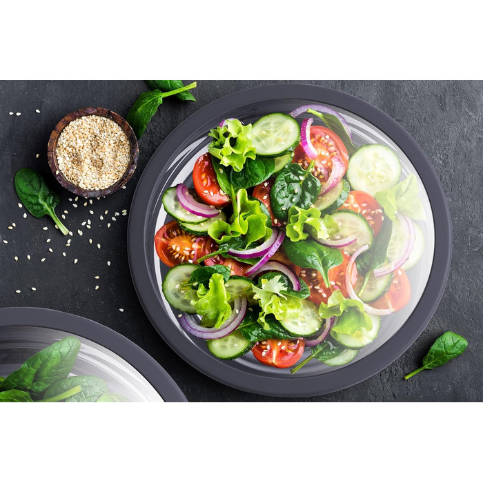 Набір мисок з нержавіючої сталі з кришками [3 шт.] 1л + 2.5л + 4.5л | Миски для перемішування, салатники, набір мисок | Нековзні, складаються, придатні для миття в посудомийній машині