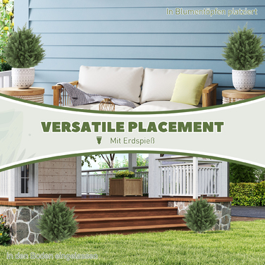 Набір з 2 штучних кіпарисів, стійких до УФ-випромінювання, з 387 листками та фіксатором у вигляді штиря, Ø40 x 60H см, зелені