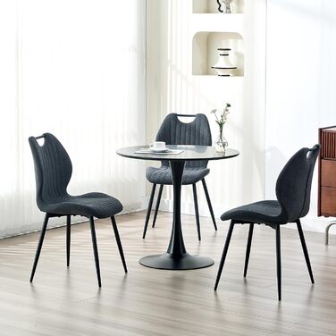 LEWE Комплект стільців для їдальні (4 шт.), сірого кольору. З м'яким сидінням, металевими ніжками та тканинною спинкою. Підходять для кухні, вітальні та їдальні.