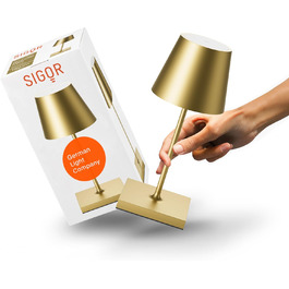 SIGOR Nuindie 2.0 Mini - LED-лампа на акумуляторі, золотиста, 25 см, IP54, USB-C, 12 годин роботи