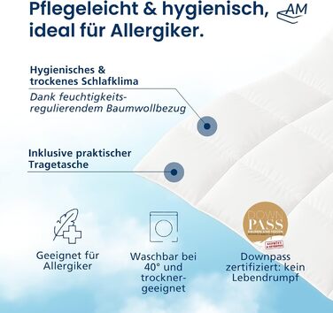 Пухова ковдра DormiGood Daunendecke 35x200, німецька якість, 100% пух, дихаюча, сертифікат Oeko-Tex, розмір 35x200 см