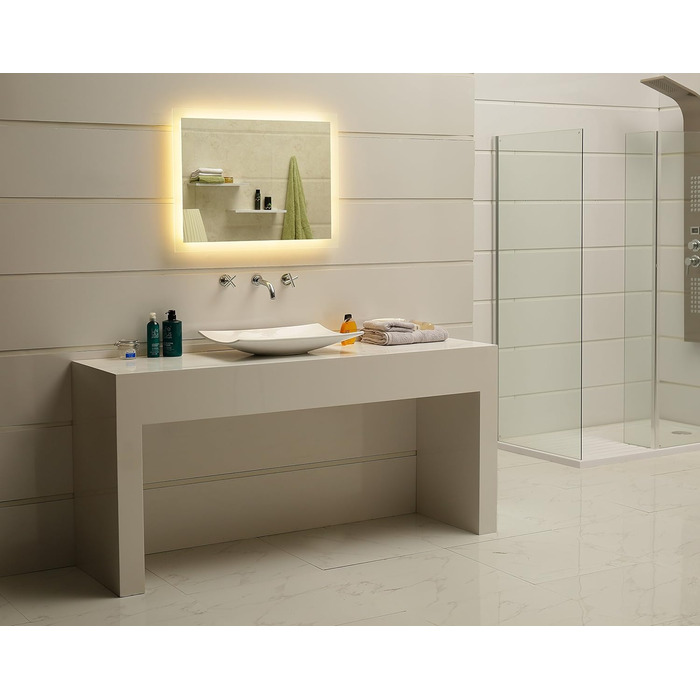 Дзеркало для ванної кімнати Dr. Fleischmann GS084N з LED-підсвічуванням (80 x 60 см, тепле біле світло)