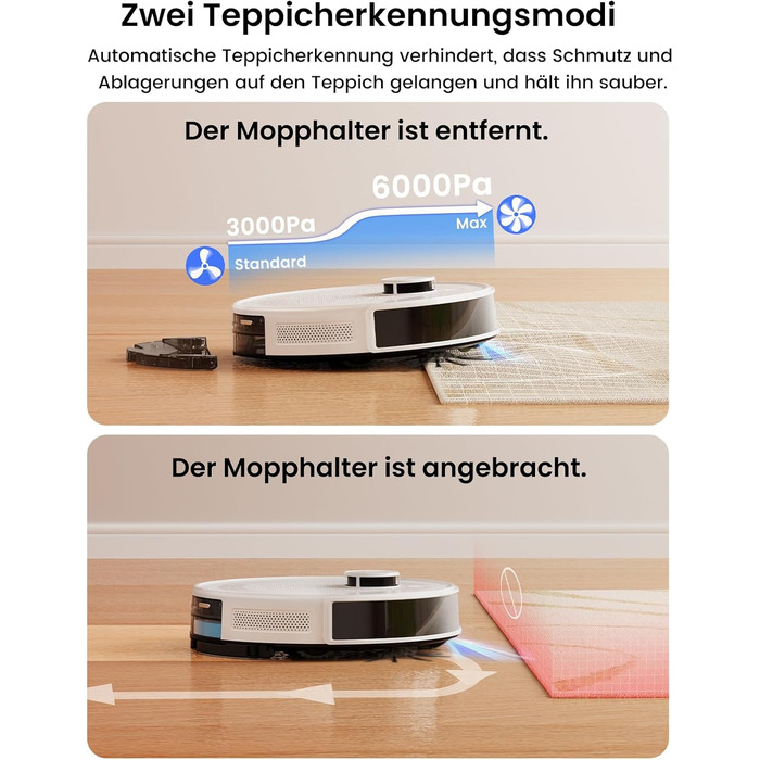 Робот-пилосос LEFANT M2S Pro з функцією миття, 5000Pa, лазерна навігація, LiDAR dToF, 150 хв, розпізнавання килимів, керування через додаток/голос, ідеальний для шерсті тварин, чорний