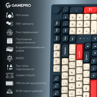 Бездротова механічна клавіатура GamePro Asgard Drakkar (MK305BL)