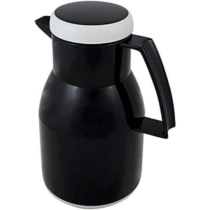 Термос Wash Thermoskanne чорного кольору 1л, зберігає напої гарячими та холодними до 6 годин, з подвійним скляним вкладишем, щільний гвинтовий ковпачок, придатний для миття в посудомийній машині