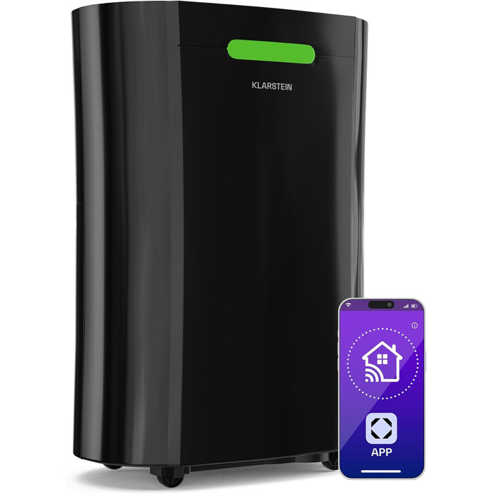 Klarstein AeroDry Smart 12l - електричний осушувач повітря 12л/день, білий, з Wi-Fi, LED дисплеєм та фільтром вугілля, для приміщень до 18м²