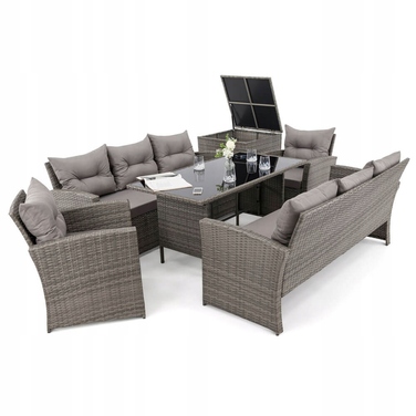 Комплект садових меблів із техноротанга EMWOmeble, сірий, 6 предметів