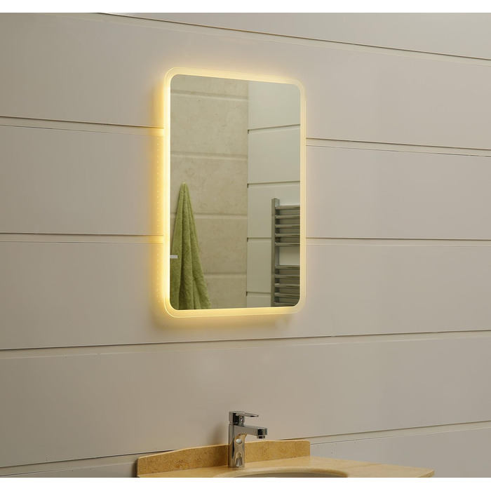 Дзеркало для ванної кімнати Dr. Fleischmann GS084N з LED-підсвічуванням (80x60 см, круглі кути, тепле біле світло)