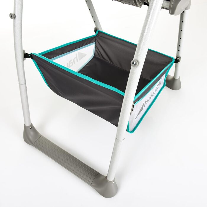 Високий стільчик для годування Hauck Sit N Relax 2in1 з люлькою для немовлят, регульована висота, колеса, великий кошик, піднос, складна конструкція, іграшковий брязкальце (Hearts), від народження до 15 кг